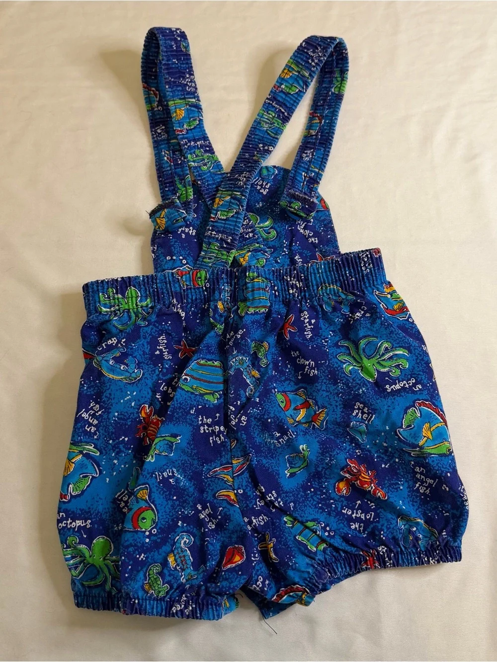 Vintage Baby B’gosh OshKosh Fish Ocean Print Shortalls Romper 18 Months Cotton